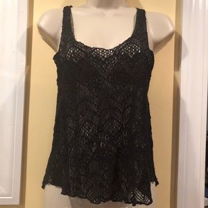 Navy Hollister lace racer back tank